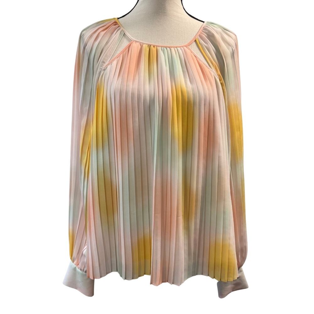 Gibson Latimer Women’s Pastel Pleated Blouse Size L